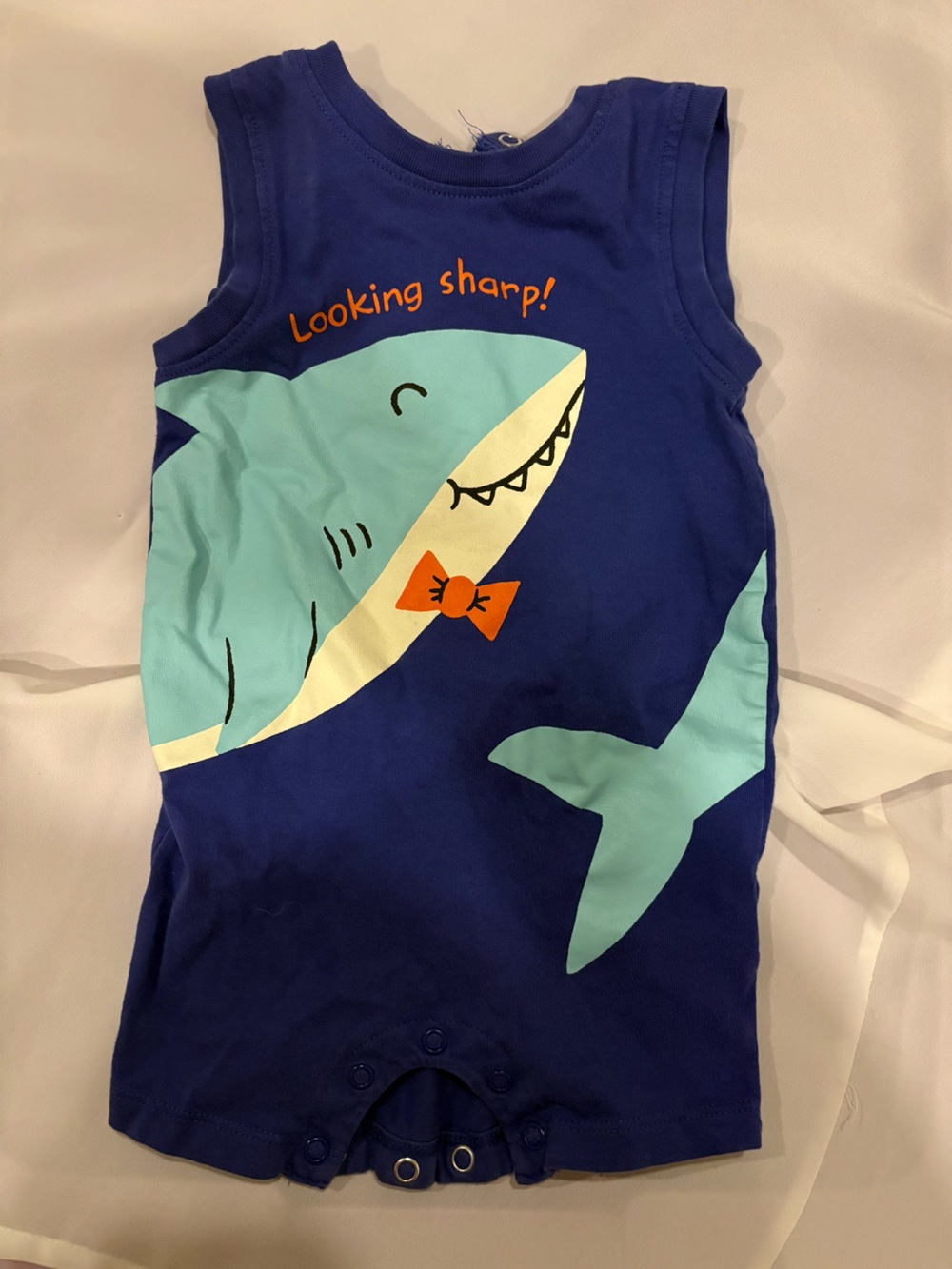 Joe Fresh Baby Navy Snap Sleeveless Shark Romper